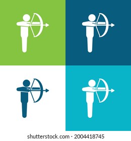 Archery Flat four color minimal icon set