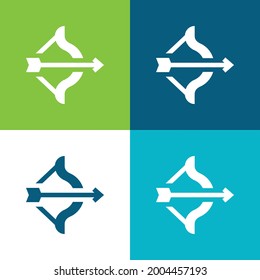 Archery Flat four color minimal icon set