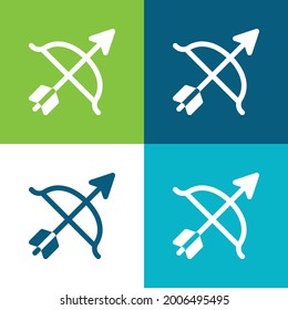 Archery Flat four color minimal icon set