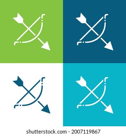 Archery Flat four color minimal icon set