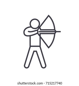Archery flat line illustration, concept vector isolated icon on white background 