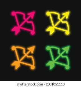 Archery four color glowing neon vector icon