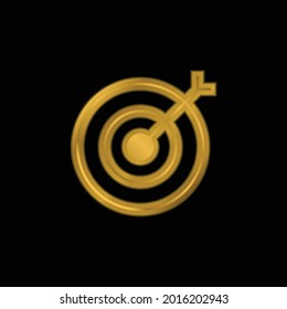 Archery gold plated metalic icon or logo vector