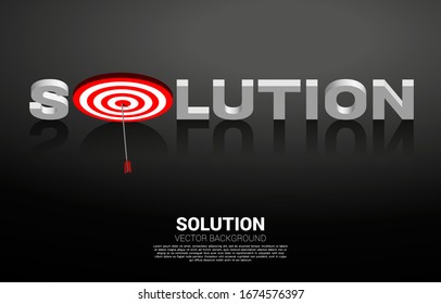 archery hit on the center of target in solution wording . Business Concept of marketing target and customer.Company vision mission.
