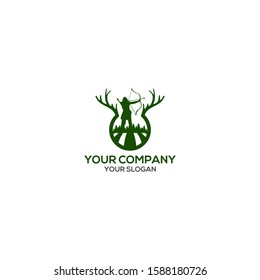 Archery Hunting Logo Design Vector