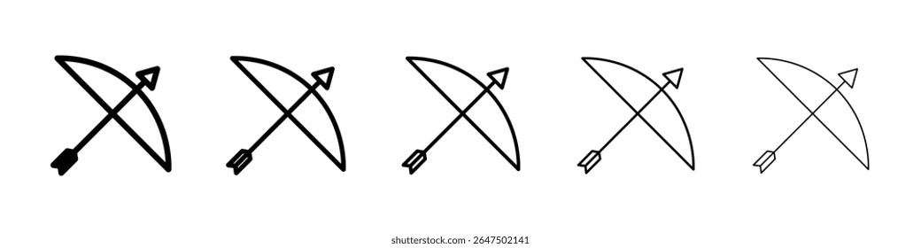 Archery icon graphic set. trendy stroke line style