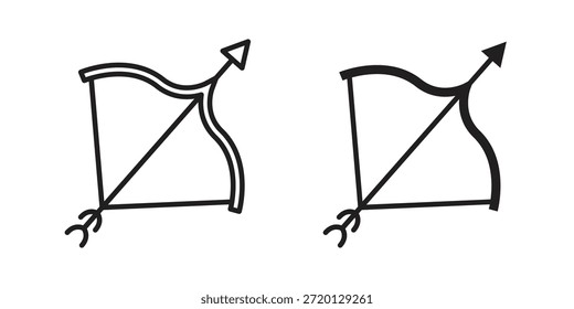 Ilustración de icono de tiro con arco, Vector de línea delgada, signo de Diseño web,