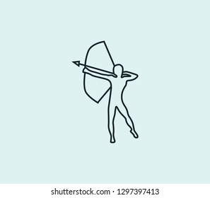 Archery icon line isolated on clean background. Archery icon concept drawing icon line in modern style. Vector illustration for your web mobile logo app UI design.