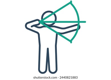 archery icon. man is shooting archery. icon related to sport, gym. line icon style. element illustration.