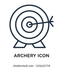Archery icon vector isolated on white background, Archery transparent sign , thin pictogram or outline symbol design in linear style
