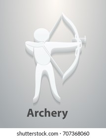 Archery icon in white 3D effect