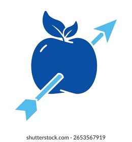 Archery Icons In Blue Style, Vector Illustration