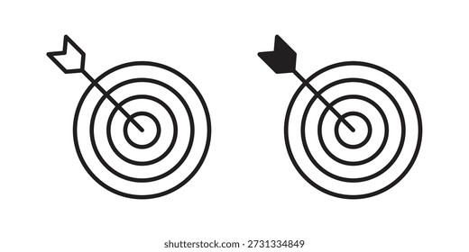 Ícones de tiro com arco no fundo branco. Sinal de vetor de linha, símbolo para web e celular