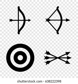 Archery icons set. set of 4 archery filled icons such as arrow bow, bow