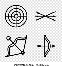 Archery icons set. set of 4 archery outline icons such as bow, arrow bow