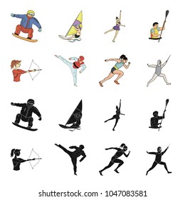 Archery, karate, running, fencing. Olympic sport set collection icons in black,cartoon style vector symbol stock illustration web.