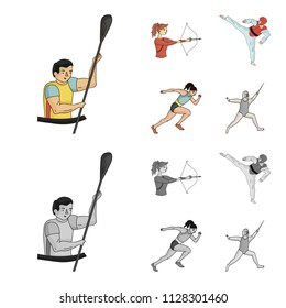 Archery, karate, running, fencing. Olympic sport set collection icons in cartoon,monochrome style vector symbol stock illustration web.