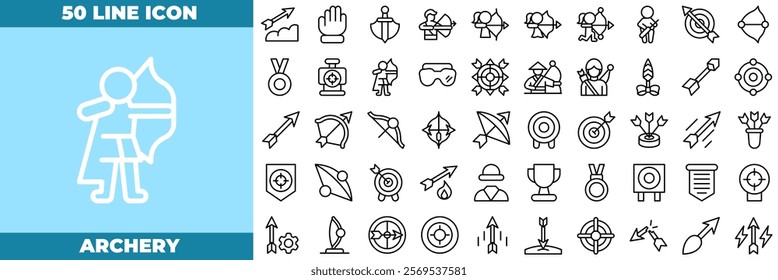 Archery Line Editable Icons set. Vector illustration in modern thin line style of archery icons: archery, archer, arrow, etc