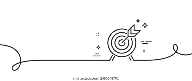 Archery line icon. Continuous one line with curl. Amusement park attraction sign. Archery single outline ribbon. Loop curve pattern. Vector