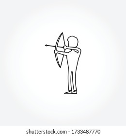 icono de la línea de tiro con arco. icono de línea aislada de arcos