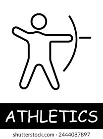 Icono de línea de tiro con arco. Objetivo, flecha, atletismo, correr, gimnasia, competición, entrenador, saltar, músculos, juego, hombre, fuerza, salud. Icono de línea de Vector para negocios y publicidad