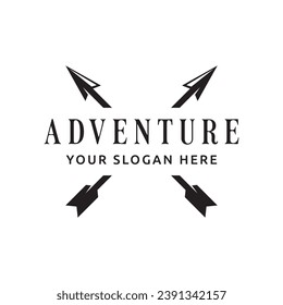 Archery logo or arrowshead retro vintage.Logo for hunting , labels , badges and business.