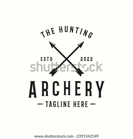 Archery logo or arrowshead retro vintage.Logo for hunting , labels , badges and business.