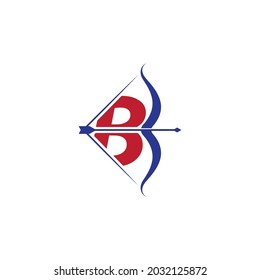 Logo de tiro con arco Con imagen vectorial de letra inicial B diseño plano