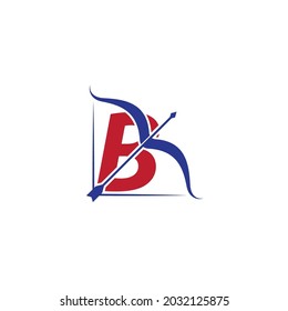 Logo de tiro con arco Con imagen vectorial de letra inicial B diseño plano