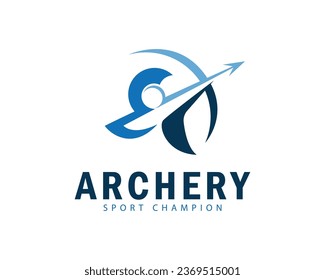 logo de tiro con arco diseño de icono creativo campeón deportivo abstracto atlético
