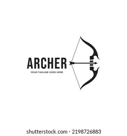 Diseño de logotipo de tiro con arco, logotipo de Archer, logotipo limpio y minimalista, patrón vectorial de logotipo deportivo.