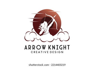 Archery logo design, arrow knight vector illustration