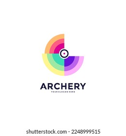 Archery logo design colorful vector illustration.