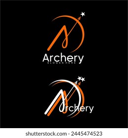 Archery logo design with letter A concept with crescent moon and star.