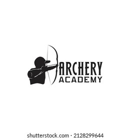 archery logo design, silhouette man archery, archer academy vector template
