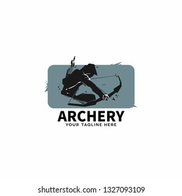 Archery Logo silhouette emblem template  vector