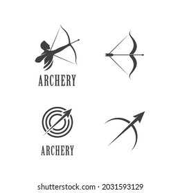 Ilustración vectorial del logotipo de tiro con arco Diseño plano