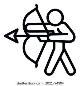 Archery man icon. Outline Archery man vector icon for web design isolated on white background