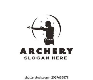 archery man logo design template vector illustration