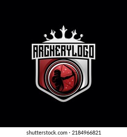 Plantilla vectorial de diseño del logotipo del hombre de tiro con arco