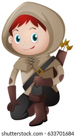 Archery man sitting down illustration