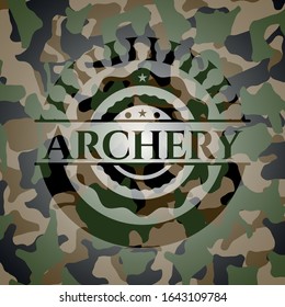 Archery on camouflage pattern. Vector Illustration. Detailed.