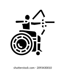 archery person with a athlete glyph icon vector.  isolated contour symbol black illustration