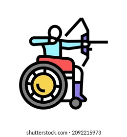 archery person with a disability athlete color icon vector. archery person with a disability athlete sign. isolated symbol illustration