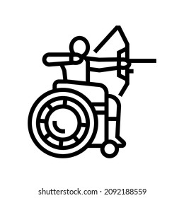 archery person with a disability athlete line icon vector. archery person with a disability athlete sign. isolated contour symbol black illustration