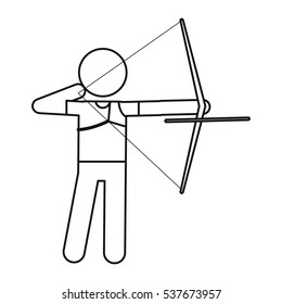 archery player aiming bow game outline