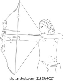 Archery Player Line Art Illustration Stock Vector (Royalty Free ...