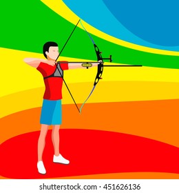 Archery Player Summer Games Icon Set. 3D Isometric Archery Player Archer. Sporting Championship International Archeryes Competition. Sport Infographic.