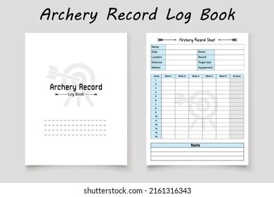 Archery record sheet logbook planner template design for KDP Interior. Low content KDP interior