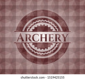 Archery red seamless emblem with geometric pattern.